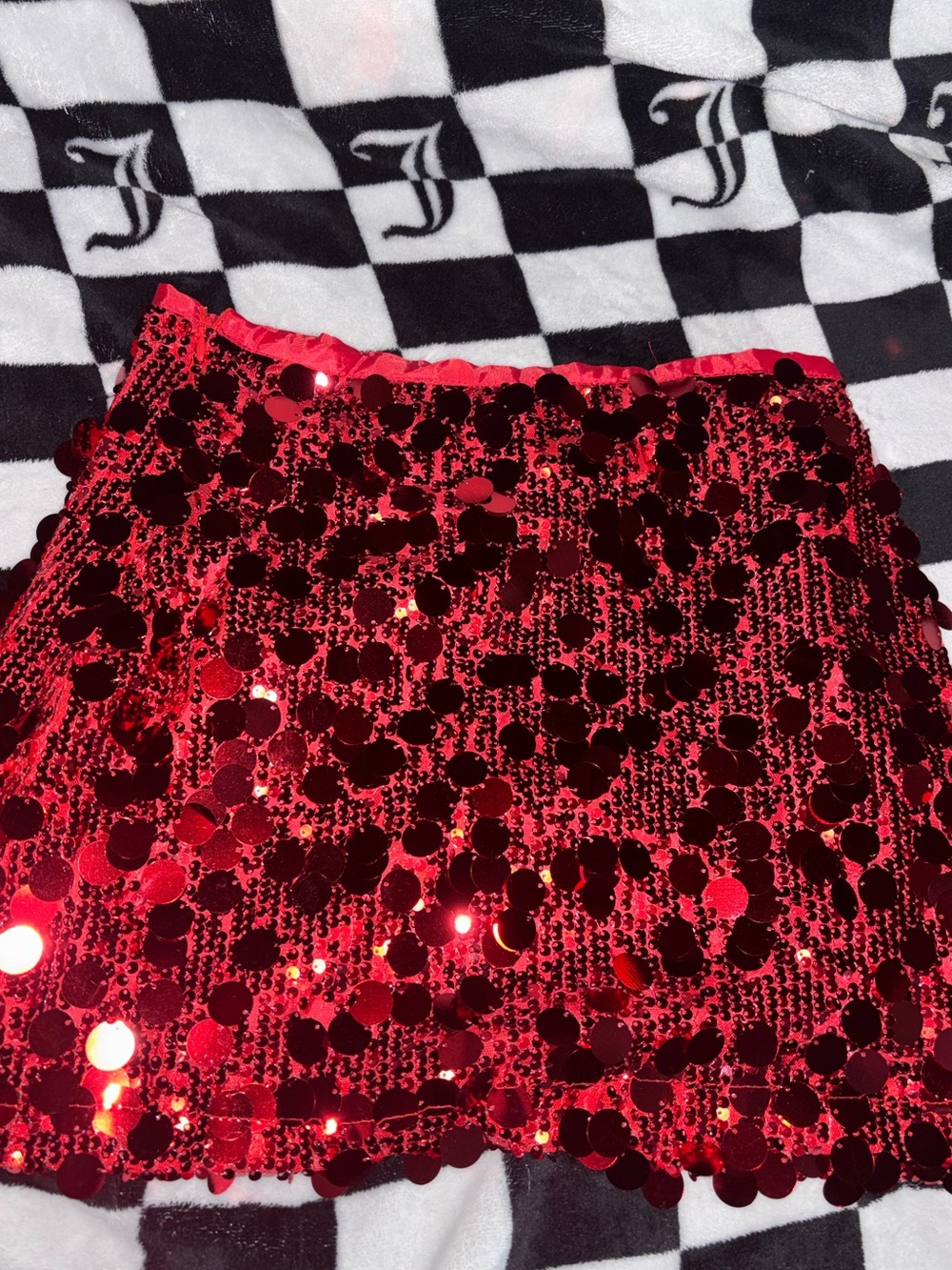 Urban Outfitters Red Sequin Mini Skirt